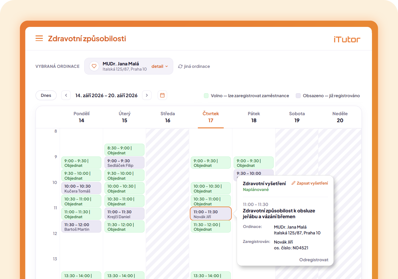 Moduly LMS iTutor - Zdravotné spôsobilosti